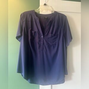Deep Blue Short Sleeve Blouse
